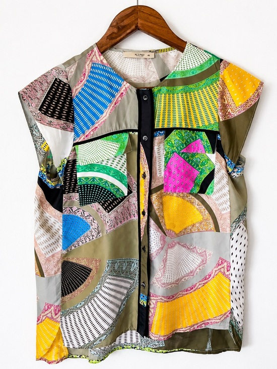 Etro Tops - Etro Milano Silk‎ Top Women’s Size 42 Multicolor Patchwork Print IT 42 (US 6–8)